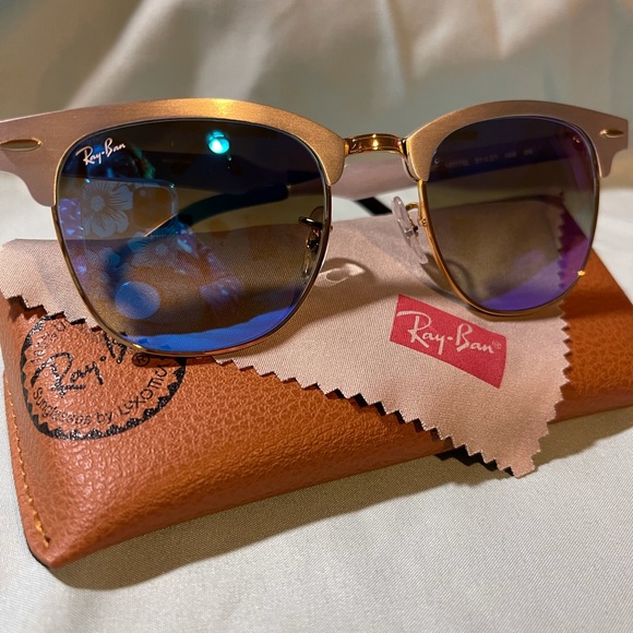 Ray-Ban Accessories - RayBan authentic Silver Gold Frame Blue Lens 51mm